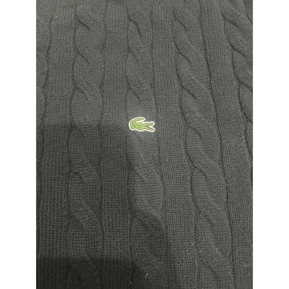 Lacoste Mens Black Cable Knit Cotton Pullover Sweater Size 48‎ (US XL)